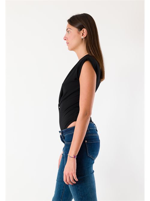 Body elegante drappeggiato nodo spalline MR5042 KONTATTO | MR5042FNERO