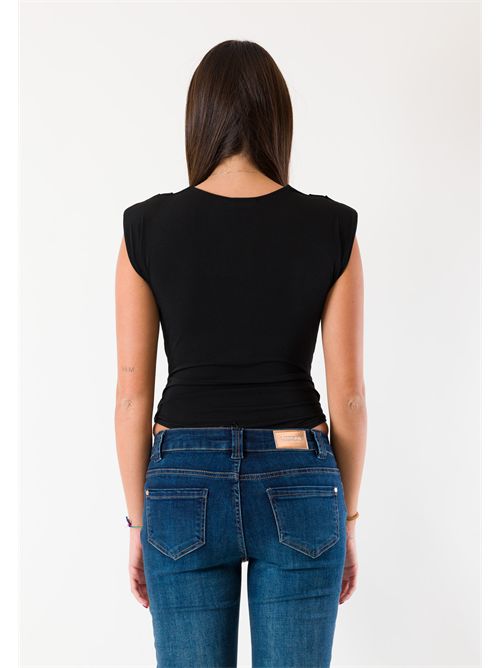 Body elegante drappeggiato nodo spalline MR5042 KONTATTO | MR5042FNERO