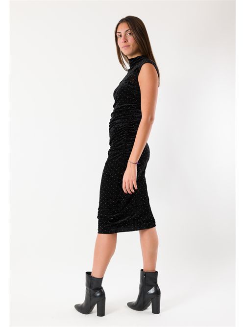 Abito midi brillante elegante scollo vulcano MR5051F KONTATTO | MR5051FNERO