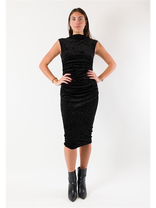 Abito midi brillante elegante scollo vulcano MR5051F KONTATTO | MR5051FNERO