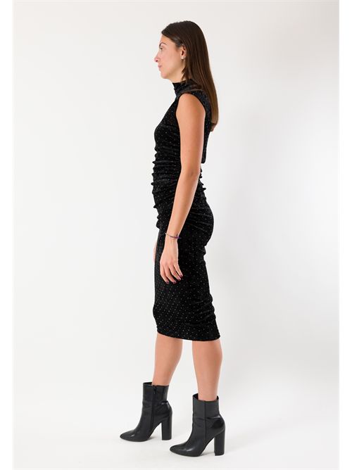 Abito midi brillante elegante scollo vulcano MR5051F KONTATTO | MR5051FNERO