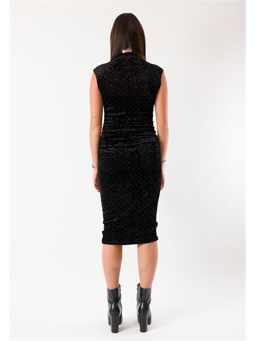 Abito midi brillante elegante scollo vulcano MR5051F KONTATTO | MR5051FNERO