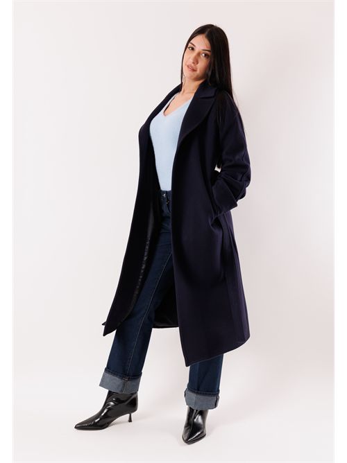 Elegant long coat in pure Italian wool. M11-120CV MESANGE | M11-120CVBLU