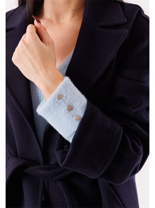 Elegant long coat in pure Italian wool. M11-120CV MESANGE | M11-120CVBLU