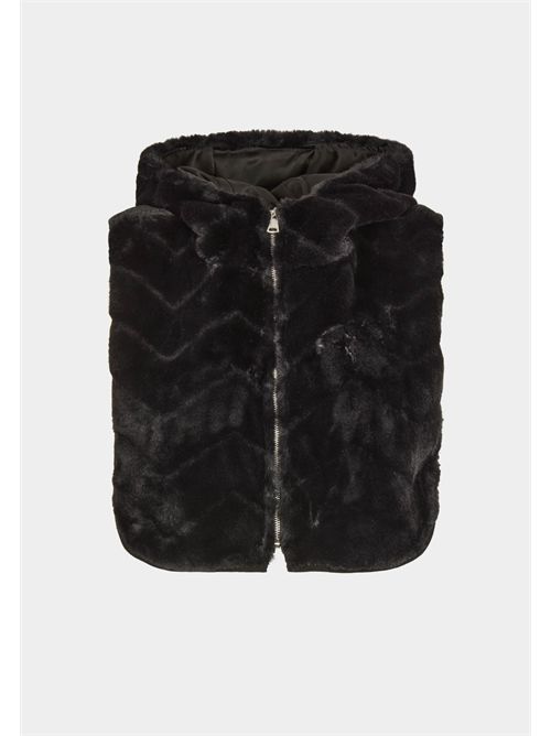 Black faux fur vest with hood 5ORSU MORGAN DE TOI | 5ORSUNOIR