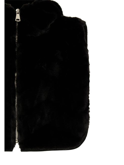 Black faux fur vest with hood 5ORSU MORGAN DE TOI | 5ORSUNOIR