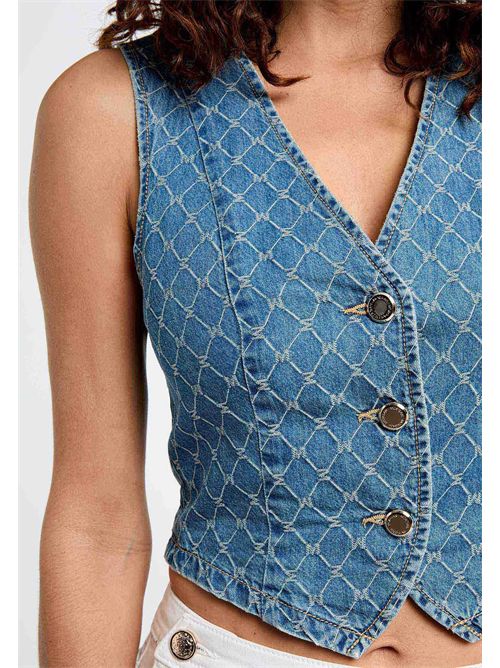Gilet in denim con motivo trapuntato  COSHEL - TAGLIE FRANCESI MORGAN DE TOI | COSHELDENIM STONE