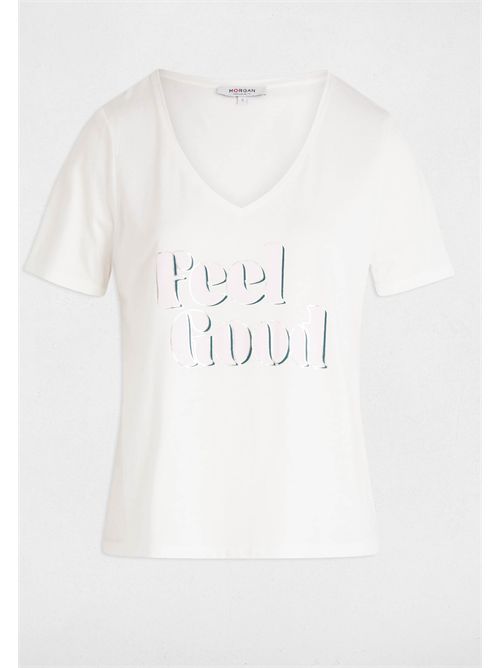 White t-shirt with 'Feel Good' print DFEEL MORGAN DE TOI | DFEELBLANC