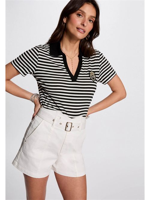 Striped polo with black collar DINATA MORGAN DE TOI | DINATABLANC