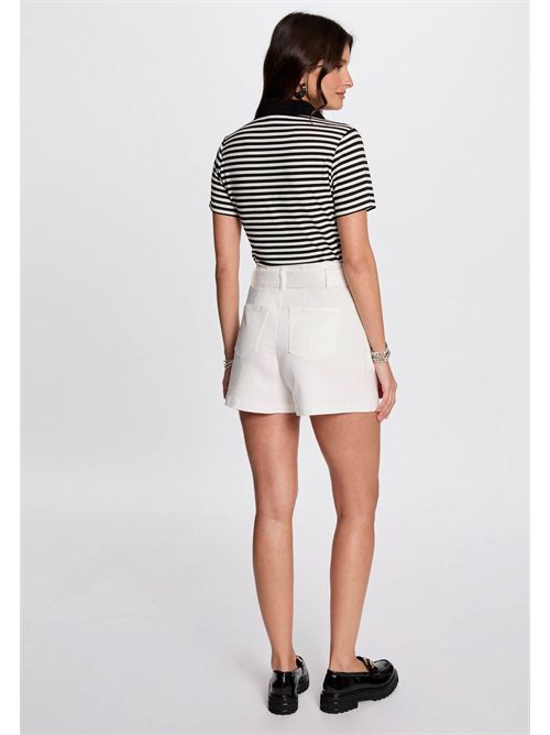 Striped polo with black collar DINATA MORGAN DE TOI | DINATABLANC