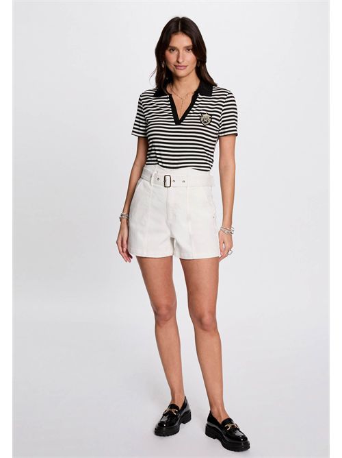 Striped polo with black collar DINATA MORGAN DE TOI | DINATABLANC