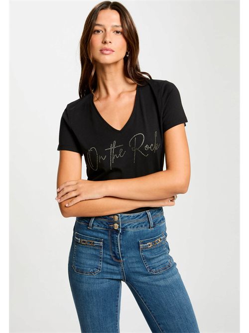 Black T-shirt with the print 'On the Rock' DLUCAS MORGAN DE TOI | DLUCASNOIR