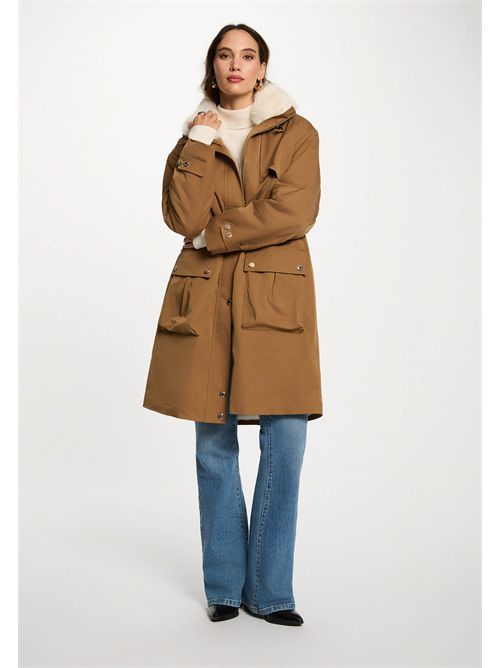 Parka lungo dalla linea moderna con collo in ecopelliccia GAPI ( TAGLIE FRANCESI ) MORGAN DE TOI | GAPICAMEL