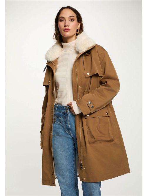 Parka lungo dalla linea moderna con collo in ecopelliccia GAPI ( TAGLIE FRANCESI ) MORGAN DE TOI | GAPICAMEL