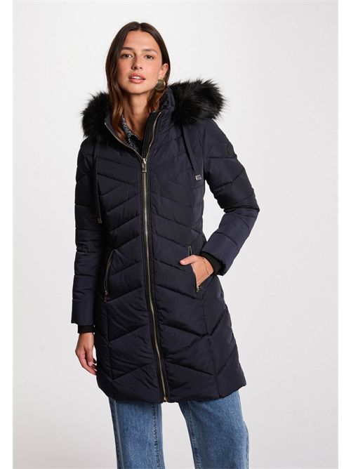 Piumino lungo con cappuccio GCLEA ( TAGLIE FRANCESI ) MORGAN DE TOI | GCLEANAVY BLUE