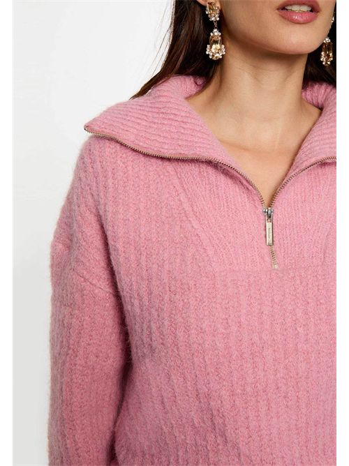 Women's pullover with half zip and high collar MFLAMI MORGAN DE TOI | MFLAMIVIEUX ROSE
