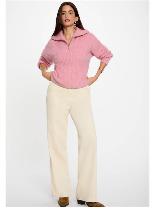 Women's pullover with half zip and high collar MFLAMI MORGAN DE TOI | MFLAMIVIEUX ROSE