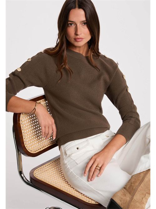 Sweater with decorative buttons on the sleeves MTECNA MORGAN DE TOI | MTECNAKAKI VERT