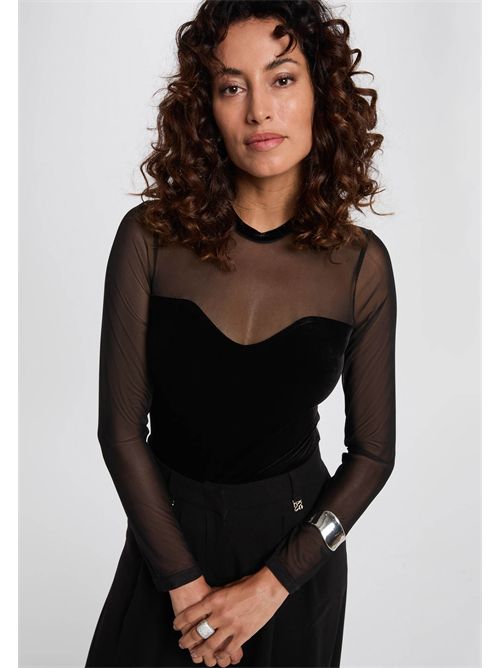 Maglia con corpino in velluto liscio e inserti in tulle trasparente TAMMY MORGAN DE TOI | TAMMYNOIR