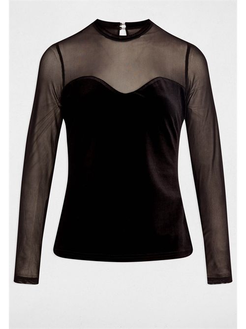 Maglia con corpino in velluto liscio e inserti in tulle trasparente TAMMY MORGAN DE TOI | TAMMYNOIR