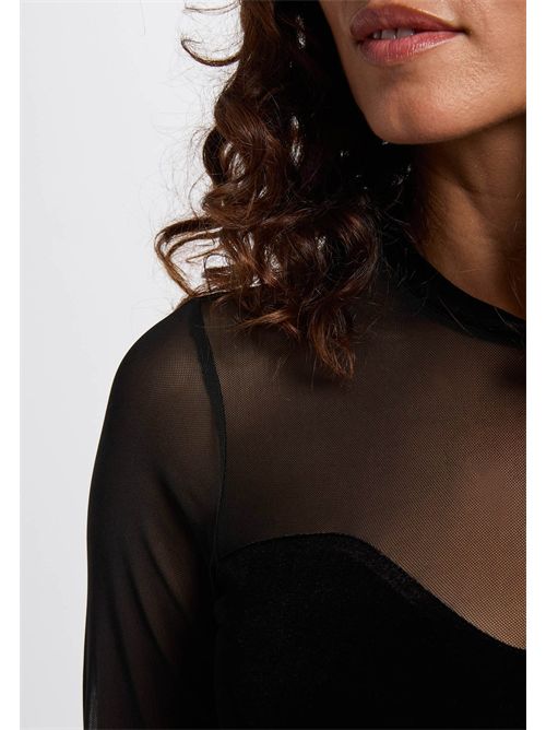 Maglia con corpino in velluto liscio e inserti in tulle trasparente TAMMY MORGAN DE TOI | TAMMYNOIR
