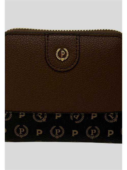 Portafoglio compatto,  bicolore con logo e zip dorata SC5506 POLLINI | SC5506PP1NSA130AMAR-H.PVC NE