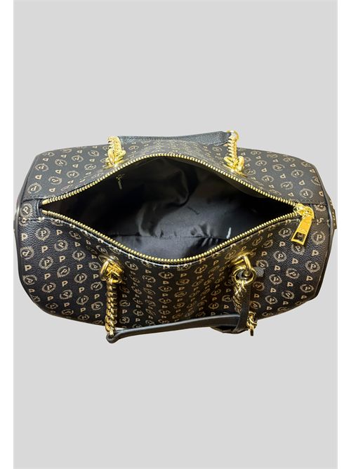 Borsa Pollini Heritage con monogramma all over e dettagli in metallo dorato TE8411 POLLINI | TE8411PP02Q1100APVC NERO -VIT.NERO