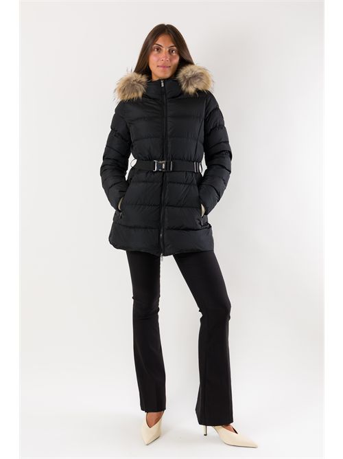 hodeed down jkt with belt real fur CIESSE PIUMINI | ROSALIAJET BLACK