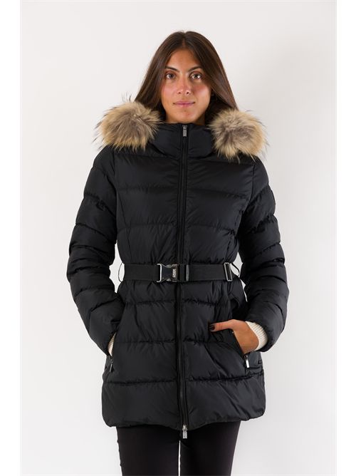 hodeed down jkt with belt real fur CIESSE PIUMINI | ROSALIAJET BLACK