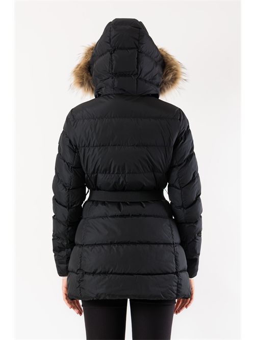 hodeed down jkt with belt real fur CIESSE PIUMINI | ROSALIAJET BLACK