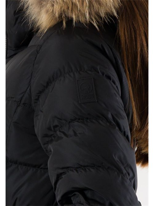 hodeed down jkt with belt real fur CIESSE PIUMINI | ROSALIAJET BLACK