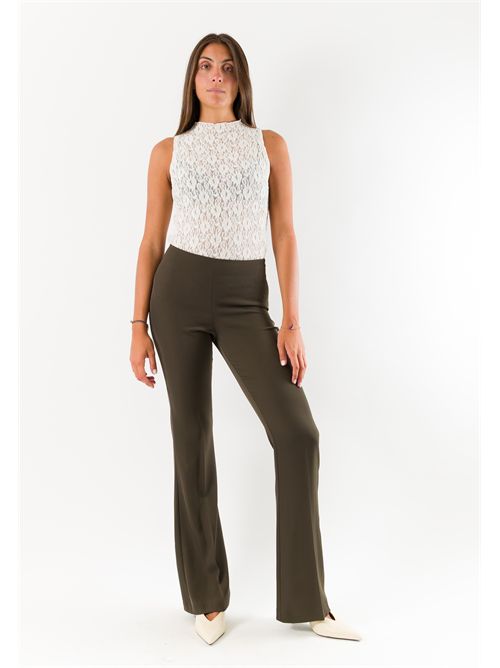 Pantaloni flare elasticizzati donna AI26531 MESANGE | AI26531VERDE