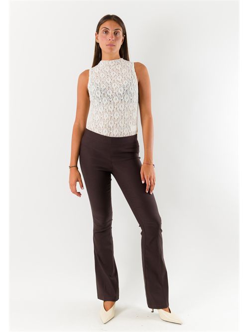 Pantaloni donna flare elasticizzati AI26647 MESANGE | AI26647MORO