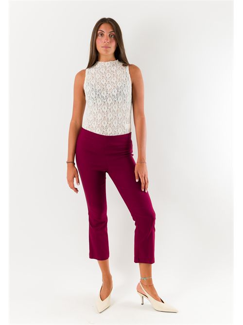 Pantaloni donna cropped elasticizzati AI26665 MESANGE | AI26665BORDEAUX