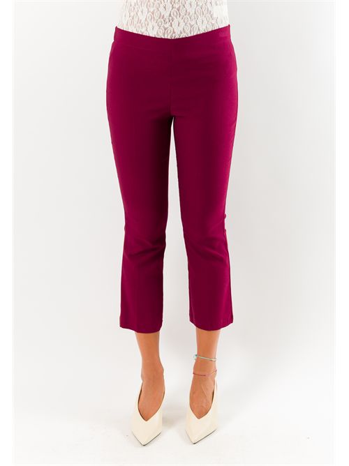 Pantaloni donna cropped elasticizzati AI26665 MESANGE | AI26665BORDEAUX