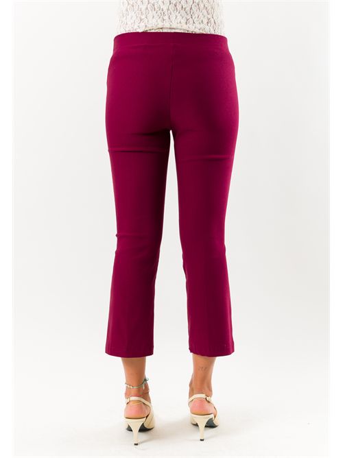 Pantaloni donna cropped elasticizzati AI26665 MESANGE | AI26665BORDEAUX
