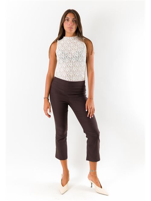 Pantaloni donna cropped elasticizzati AI26665 MESANGE | AI26665MORO