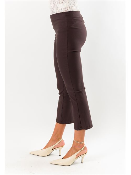 Pantaloni donna cropped elasticizzati AI26665 MESANGE | AI26665MORO