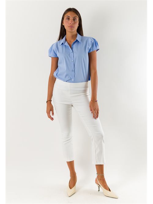 Pantaloni donna cropped elasticizzati AI26665 MESANGE | AI26665PANNA