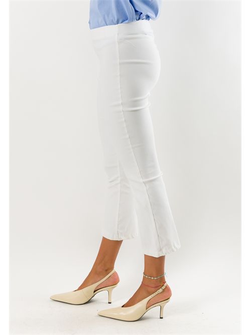 Pantaloni donna cropped elasticizzati AI26665 MESANGE | AI26665PANNA