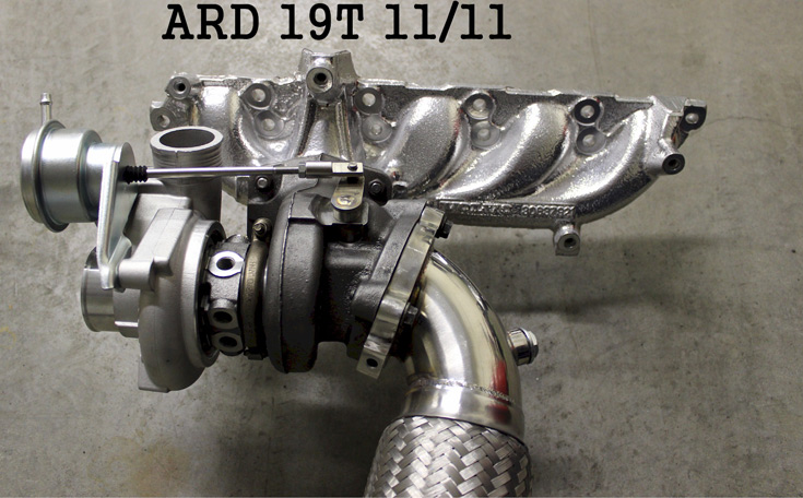 exhaust header, turbo and downpipe