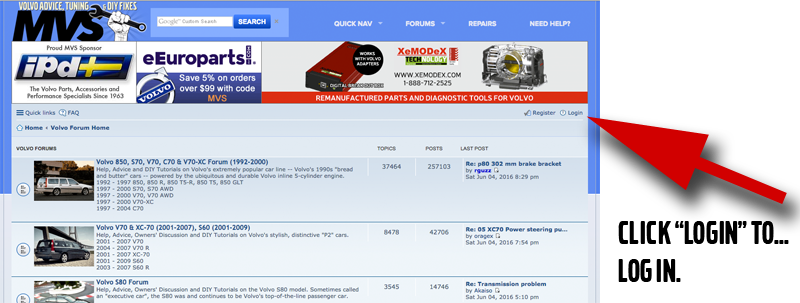 How to log into MVS Volvo Forums