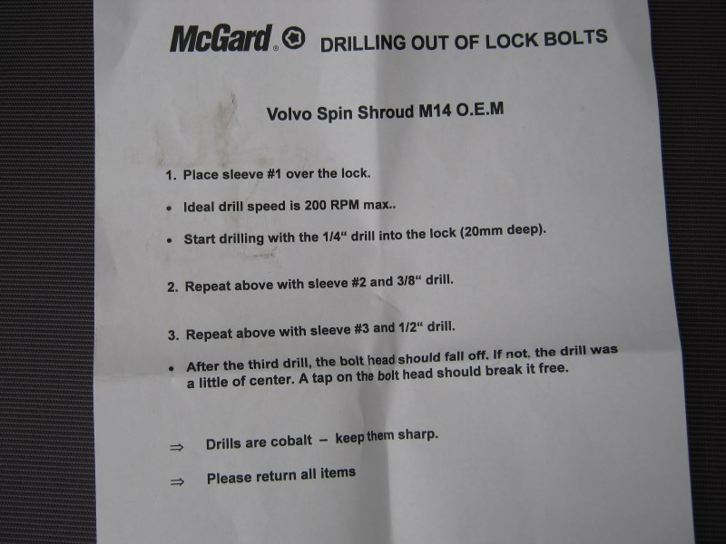 McGard Locking Wheel Bolts Removal: Drill DIY