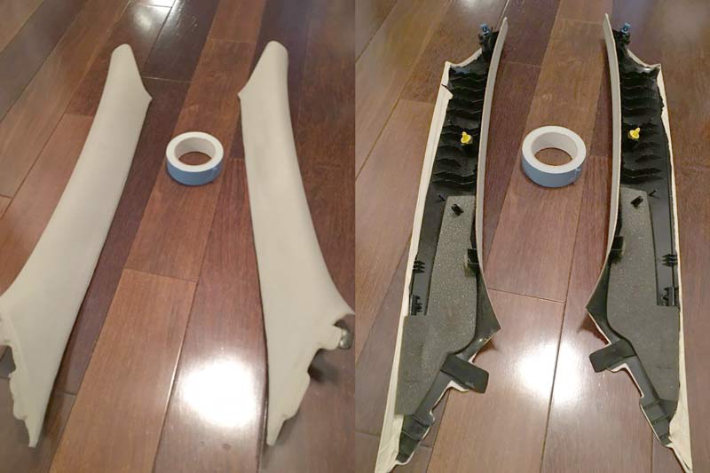 double sided tape solves a vexing peeling pillar trim problem