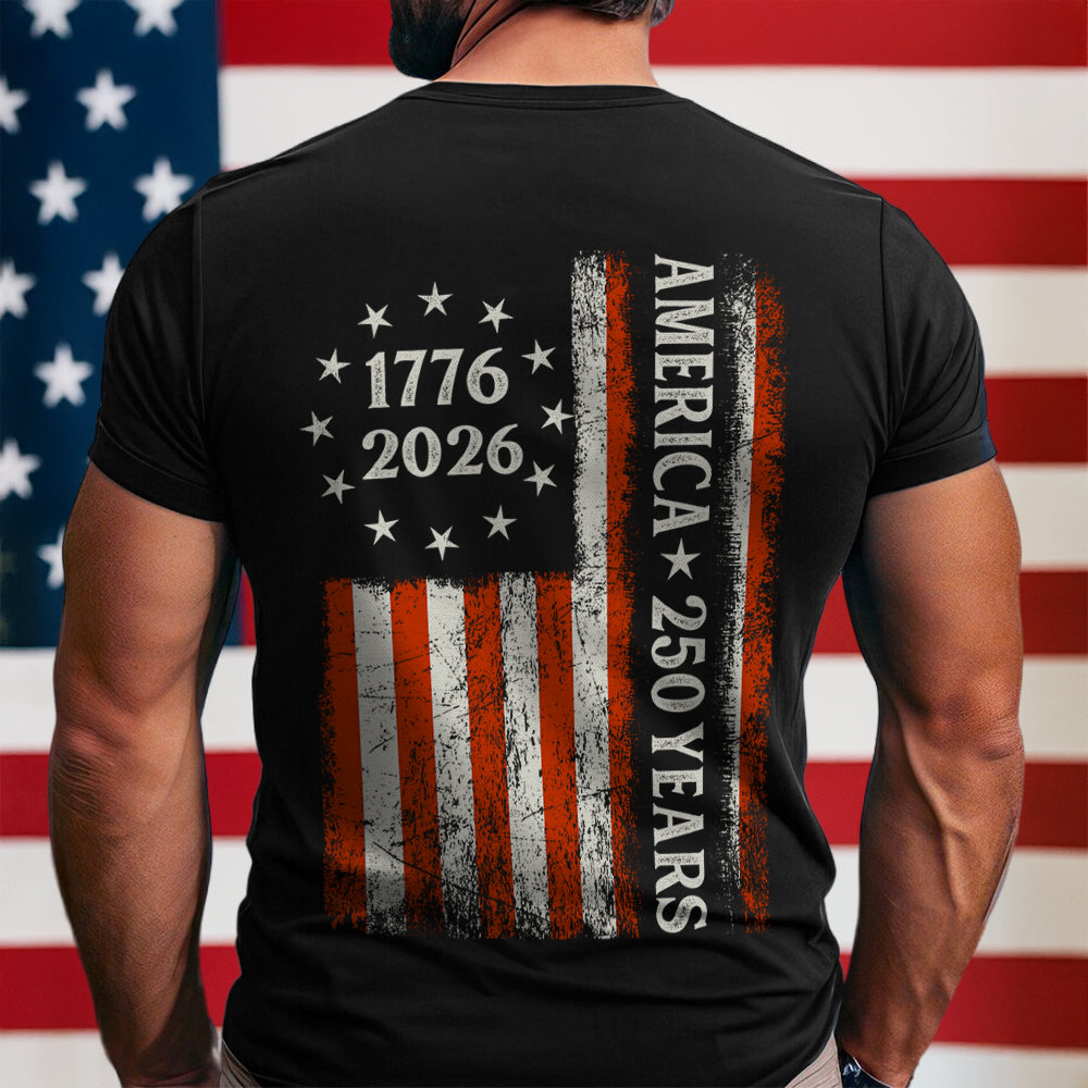 250 Years America Flag 250th Birthday 1776-2026 Dark Shirt America 250 Merchandise Patriotic Gift Ideas