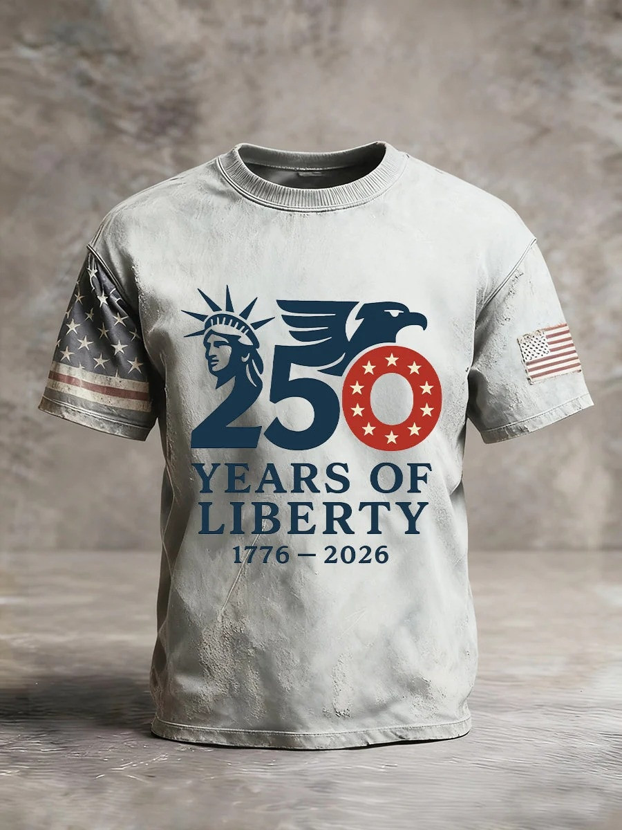 250 Years Of Liberty 1776 2026 Graphic Tees Men Statue Of Liberty Patriotic T Shirt Gift