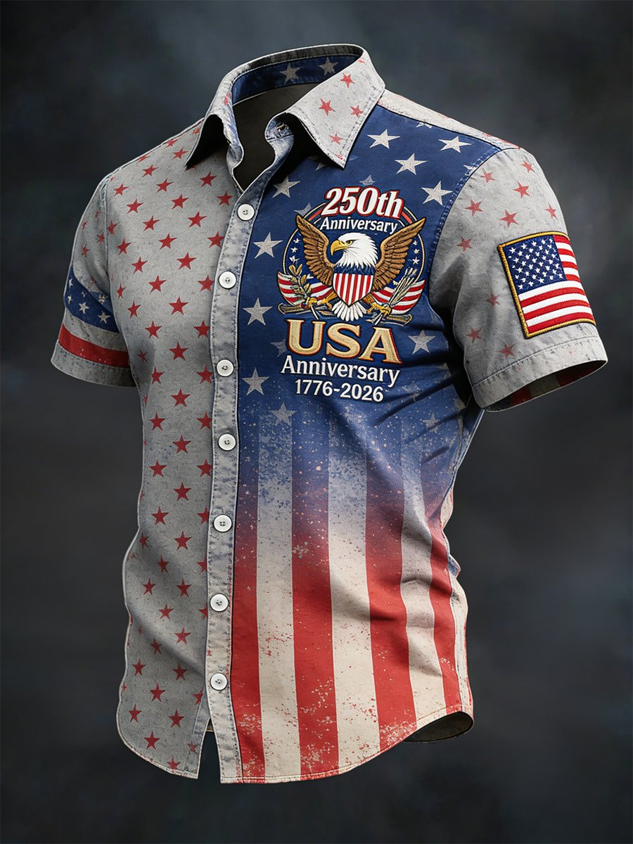 250th Anniversary Button Shirt Patriotic USA Anniversary 1776 2026 Apparel Gift For Dad