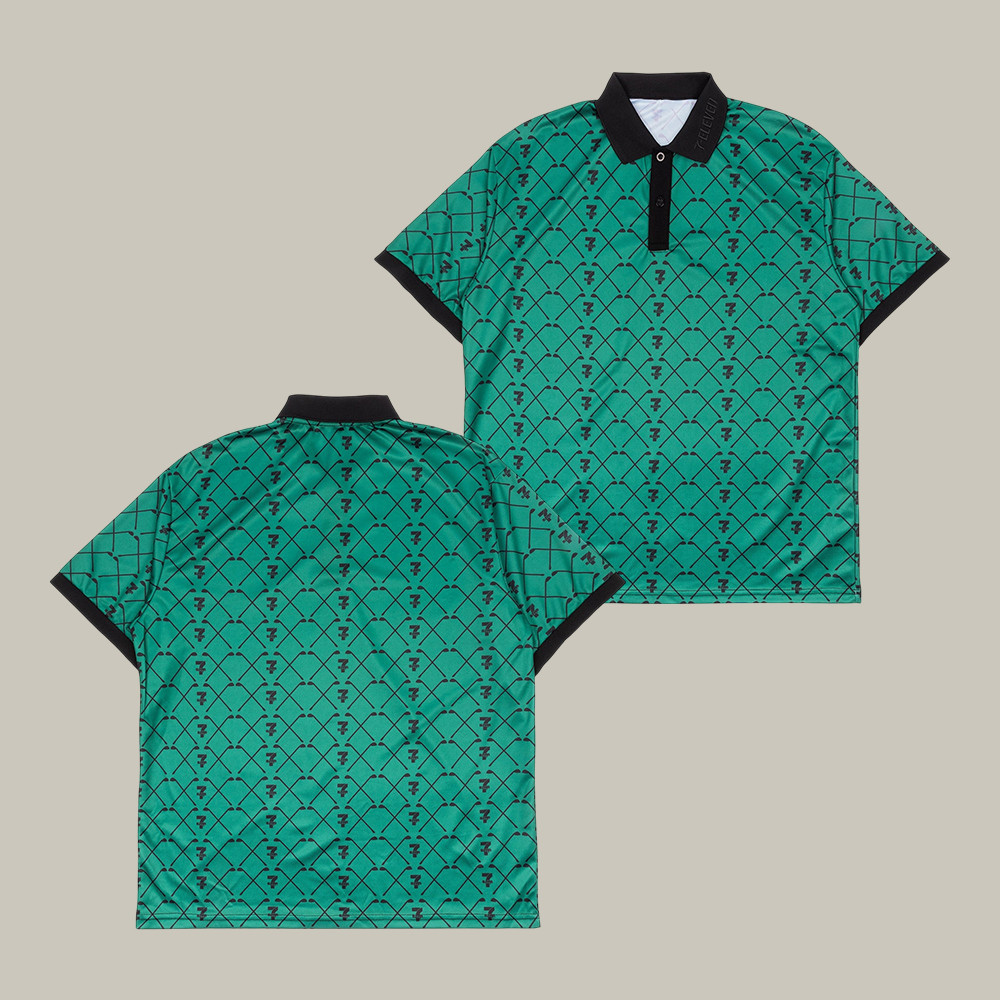 7 Eleven Green Pique Stripe Polo Shirt Convenience Store Merch Good Gift For Boyfriend