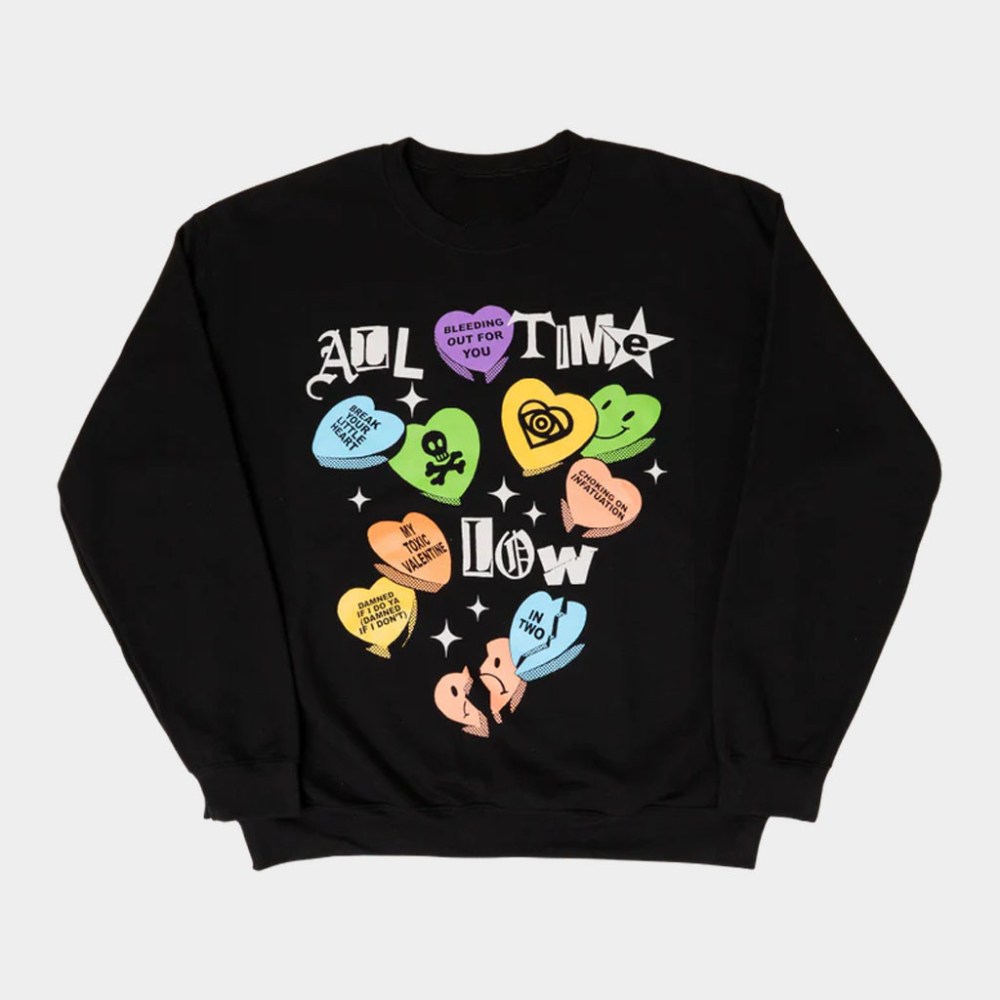 All Time Low Merch Candy Hearts Crewneck All Time Low Sweatshirt Gifts For BFF Rock Lovers