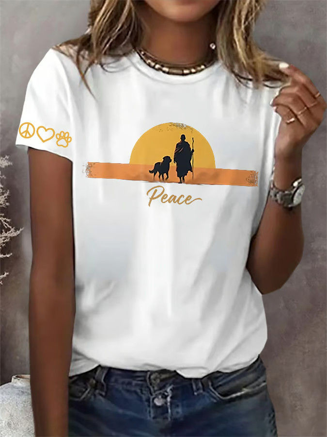 Aloka The Peace Dog Merch Buddhist Monks Walk For Peace T-Shirt Monk And Dog Shirt Women's